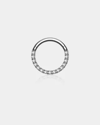 CZ Titanium Front Hinged Segment Helix Daith Ring - 8mm