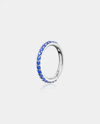 20G Pink CZ Hinged Segment Nose Ring - Blue CZ / 6mm