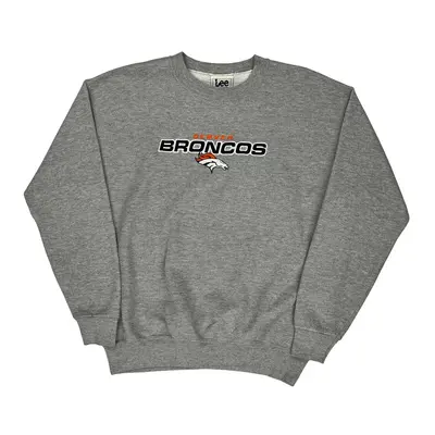 Denver Broncos Lee Sport Nfl Sweatshirt - Large Grey Cotton Blend