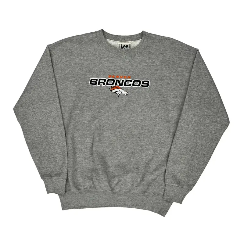 Denver Broncos Lee Sport Nfl Sweatshirt - Large Grey Cotton Blend