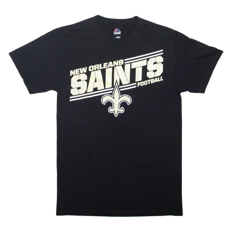 MAJESTIC New Orleans Saints USA T-Shirt Black Short Sleeve Mens S
