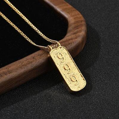 304 Stainless Steel Rectangle Number Pendant Necklaces