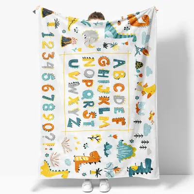 Safari Educational Alphabet Custom Name Blanket - Aperturee