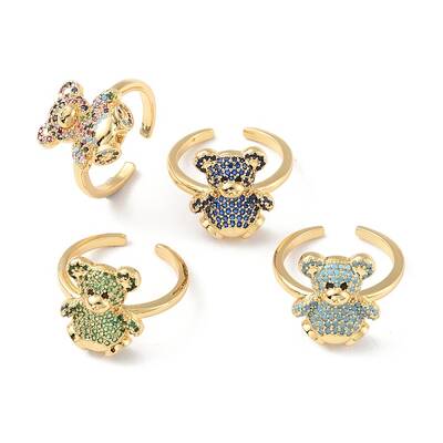 Cubic Zirconia Bear Open Cuff Rings