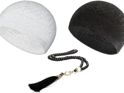 Kufi Hats for Men Muslim, Prayer Cap, Handicraft Taqiyah, Taqiyah Cap, Muslim Tasbih 99 Beads, Muslim Prayer Beads