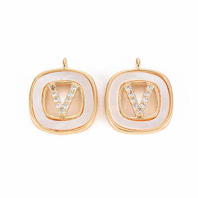 Brass Micro Pave Clear Cubic Zirconia Charms