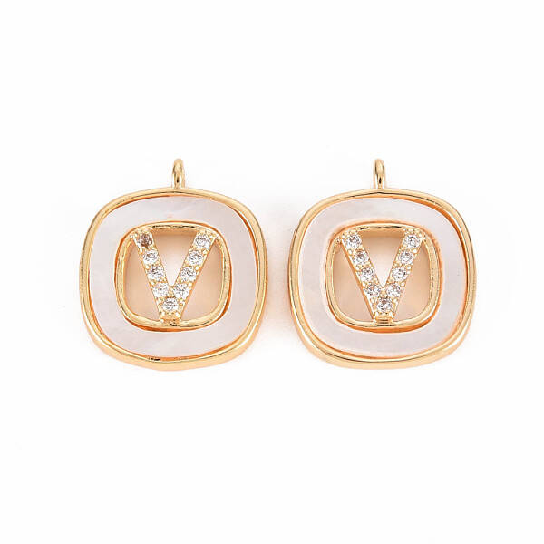 Brass Micro Pave Clear Cubic Zirconia Charms