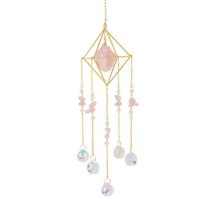 Natural Rose Quartz Chip Pendant Decoration