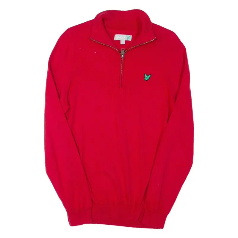 LYLE & SCOTT Mens Jumper Red 1/4 Zip Tight Knit M