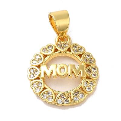 Mother's Day Brass Micro Pave Clear Cubic Zirconia Pendants