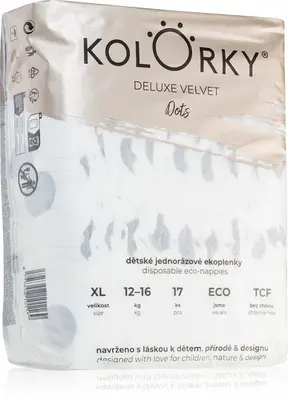 Kolorky Deluxe Velvet Dots ECO disposable diapers size XL 12-16 kg 17 pieces