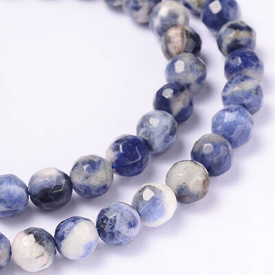 Faceted Natural Sodalite Round Bead Strands