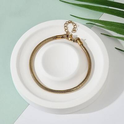 Ion Plating(IP) 304 Stainless Steel Round Snake Chain Bracelets