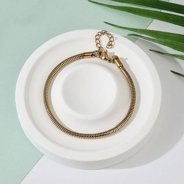 Ion Plating(IP) 304 Stainless Steel Round Snake Chain Bracelets
