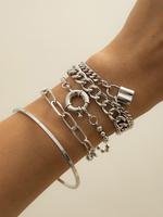 Women's Punk Style Bangle & Chain Bracelet, Fashionable Layered Bracelets for Party Styling, Daily Clothing Decor, Trendy All...