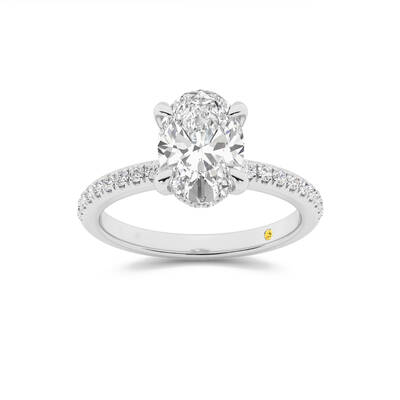 Aurelia Half Coverage Hidden Halo Oval Lab Grown Diamond Engagement Ring | 18K White Gold 4 CT. TW.