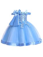 Girl's Faux Pearls Appliques Bow Decor Satin Party Dress, Elegant Sleeveless Dress for Party Wedding Guest, Kids Clothes for ...