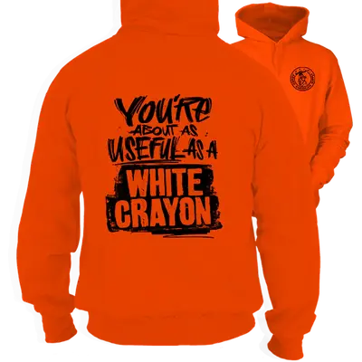 White Crayon -Safety Orange Hoodie