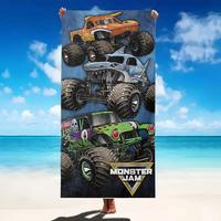 Monster Truck Pattern Beach Towel, Soft Quick Drying Towel, Water Absorbent Towel for Travel, Yoga, Camping and Swimming