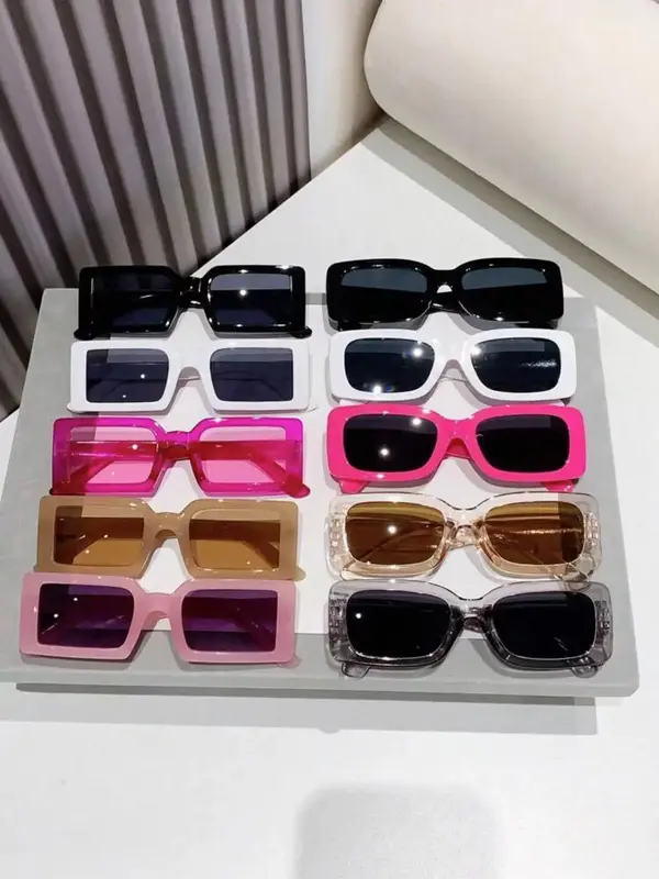 Summer Square Frame Sunglasses, 10 Pairs New Fashion Travel Collection Accessories for Women & Men, Trendy Lightweight and Du...