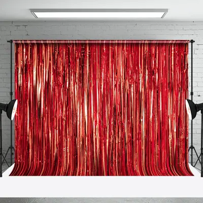 Shimmering Red Foil Fringe Party Event Backdrop - Aperturee