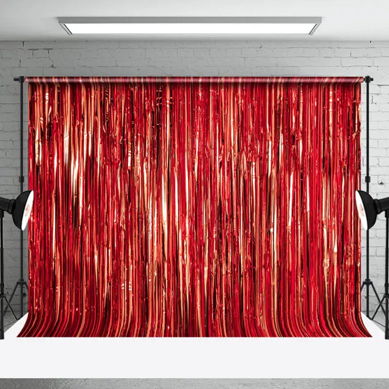 Shimmering Red Foil Fringe Party Event Backdrop - Aperturee