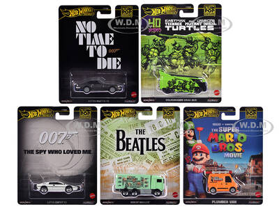 Pop Culture 2024 5 piece Set D Premium Series Diecast Model Cars by Hot Wheels