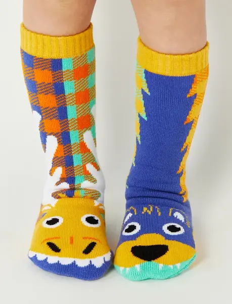 KIDS MOOSE & BEAR NO SLIP SOCKS | Size: KIDS SMALL