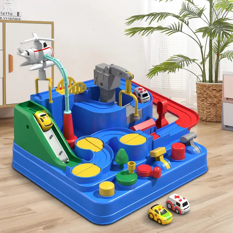 1 Set Track Adventure Car Toy, Race Track Novelty Toy With 3 Random Mini Car, Educational City Rescue Game Toy For Birthday G...