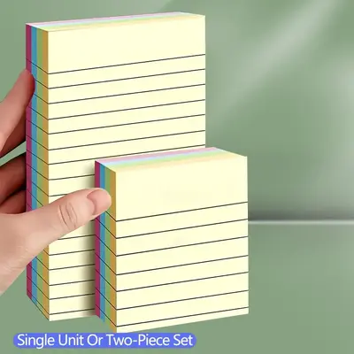 Sticky Note (100pcs/set), 4 Color Horizontal Line Sticky Note, Self Adhesive Note Pad, Office Stationery for Home School and ...