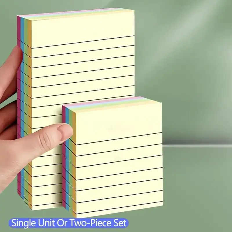 Sticky Note (100pcs/set), 4 Color Horizontal Line Sticky Note, Self Adhesive Note Pad, Office Stationery for Home School and ...