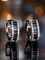 Fashion Artificial Zircon Decorated Hoop Earrings, Punk Style Earrings for Party, Daily Clothing Decor, Trendy All-match & Ex...