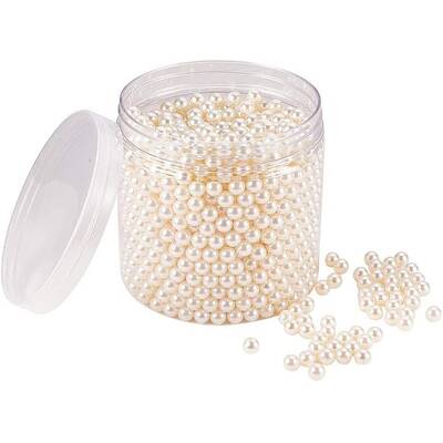 about 1500 Pieces 8mm Beige No Holes/Undrilled ABS Plastic Imitated Pearl Beads for Vase Fillers Table Scatter Wedding Party ...