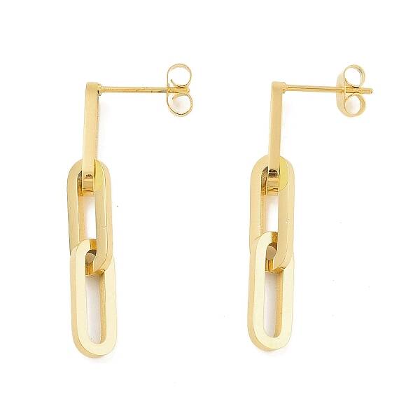 Ion Plating(IP) 304 Stainless Steel Oval Dangle Stud Earrings for Women