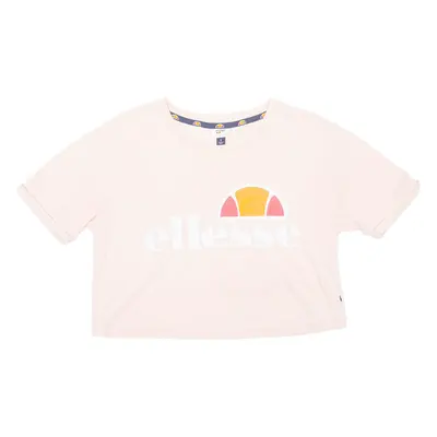 ELLESSE Crop Womens T-Shirt Pink Crew Neck UK 6
