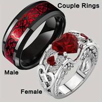 Stunning Heart Shaped Couple Rings - Stainless Steel Engagement Rings for Women and Men - Durable, comfortable wedding rings ...