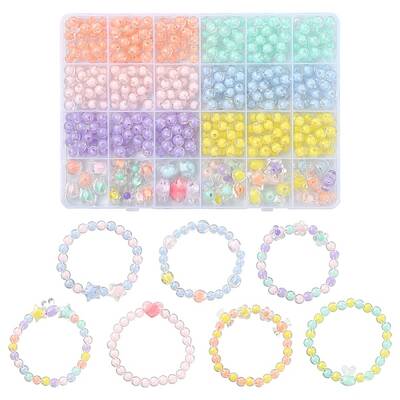 496Pcs 12 Styles Transparent Acrylic Beads