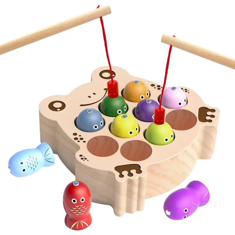 Wooden Fishing Game Toy, 1 Set Montessori Sensory Busy Board, Early Education & Smart Toy for Boys & Girls, Fine Motor Skills...