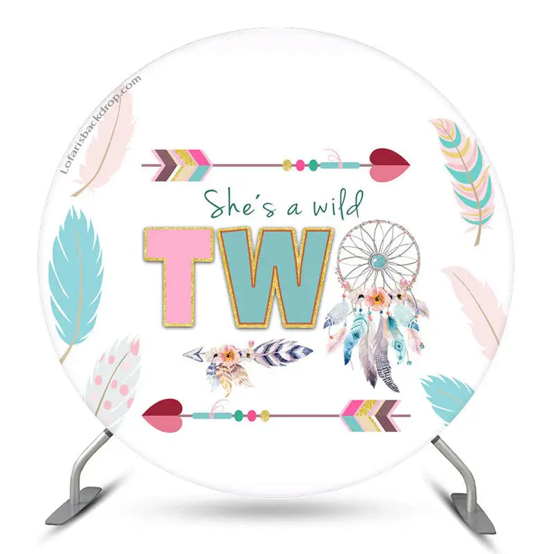 Aperturee Shes A Wild Two Dreamcatcher Round Birthday Backdrop | Custom Circle Backdrop Birthday | Round Party Backdrop | Cus...