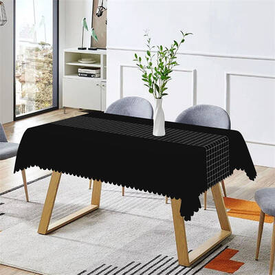 Modern Black Checkered Lines Rectangle Tablecloth - Aperturee