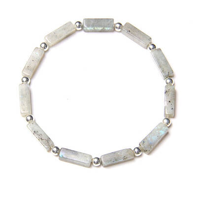 Natural Labradorite Beads Stretch Bracelets for Men
