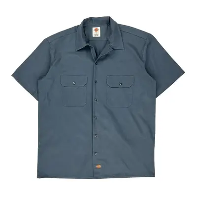 Dickies Short Sleeve Shirt - Large Blue Polyester Blend