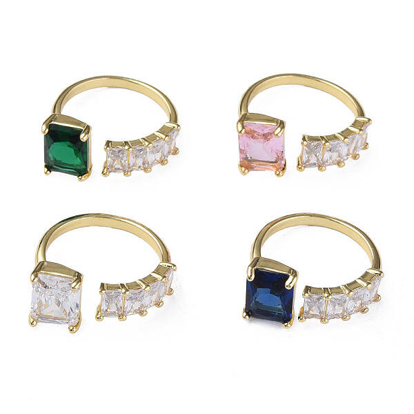 Cubic Zirconia Rectangle Open Cuff Ring