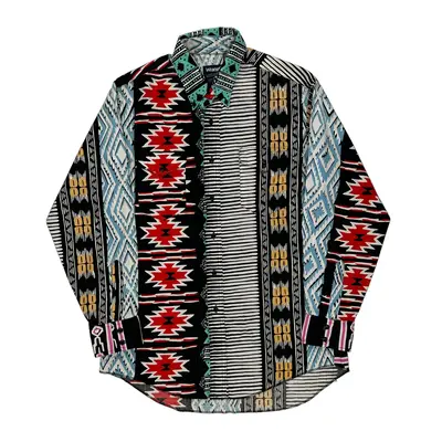 Western Style Wrangler Patterned Shirt - Large Multicoloured Cotton