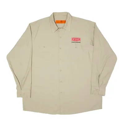RED KAP Worker Shirt Beige Long Sleeve Mens XL