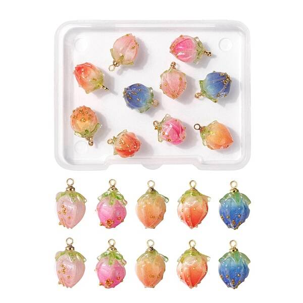 10Pcs 5 Colors Handmade Flower Pendants