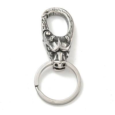 Tibetan Style 316 Surgical Stainless Steel Fittings with 304 Stainless Steel Key Ring