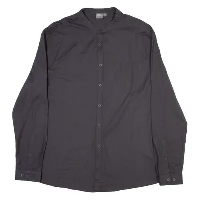 ASOS Mens Plain Shirt Black Long Sleeve 2XL