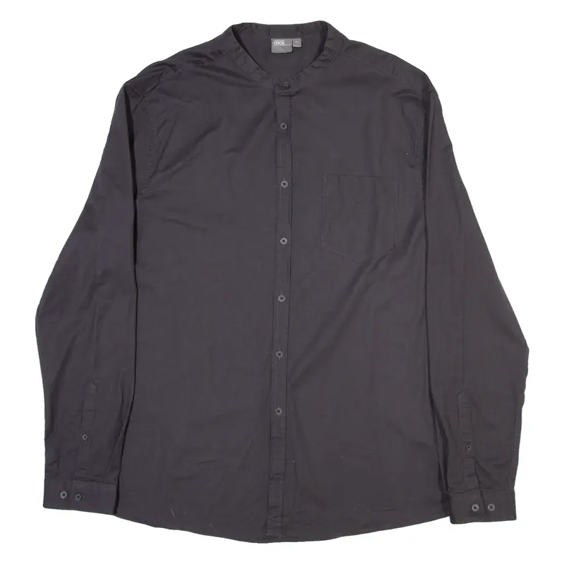 ASOS Mens Plain Shirt Black Long Sleeve 2XL