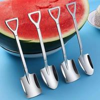 Creative Shovel Shaped Spoon, 4 Counts/set Stainless Steel Coffee Spoon for Ice Cream, Tea, Appetizer, Dessert, Cinnamon Spoo...